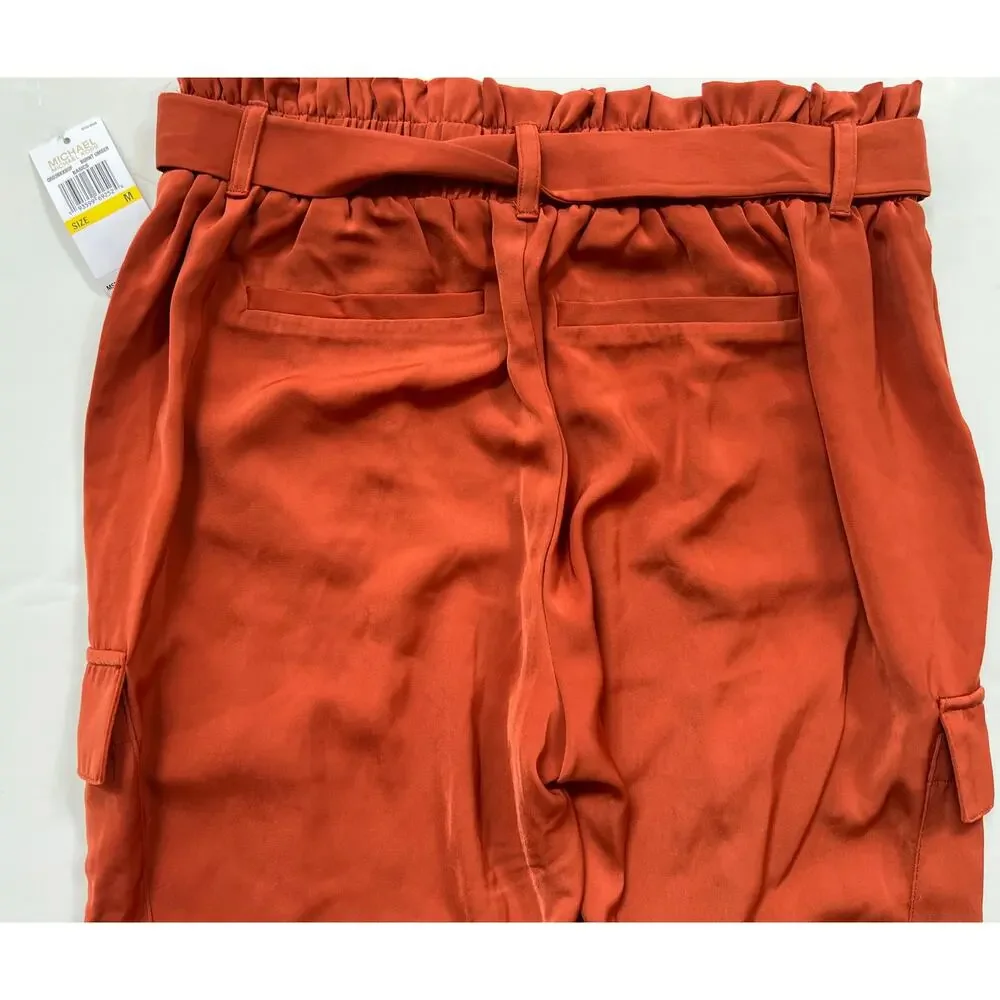 Michael Kors Women's Cargo Jogger Pants Burnt Umber Size M NWT $120